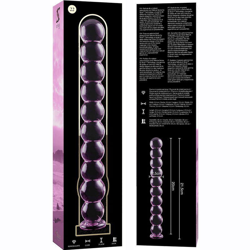 NEBULA SERIES BY IBIZA - MODELO 22 DILDO CRISTAL BOROSILICATO TRANSPARENTE 21.5 CM -O- 2.5 CM - Sensuana.es