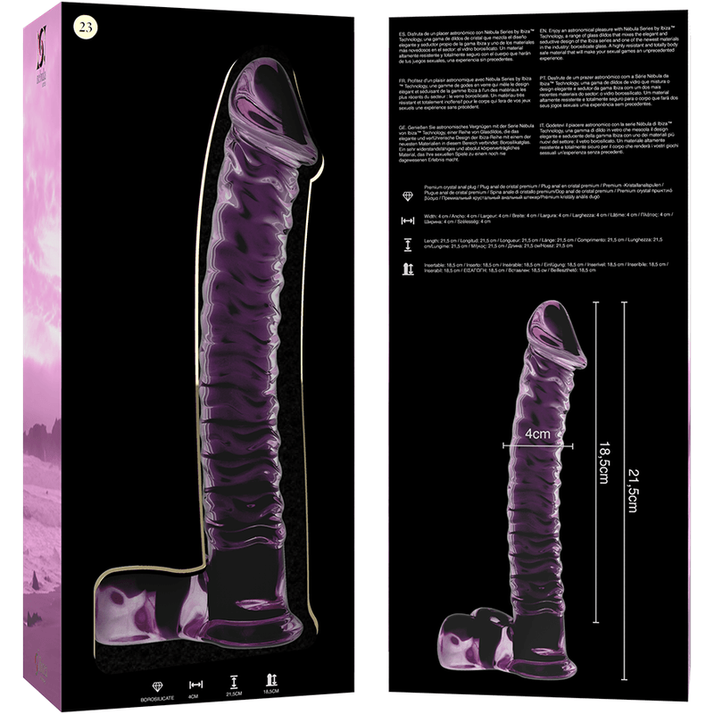 NEBULA SERIES BY IBIZA - MODELO 23 DILDO CRISTAL BOROSILICATO TRANSPARENTE 21.5 CM -O- 4 CM - Sensuana.es