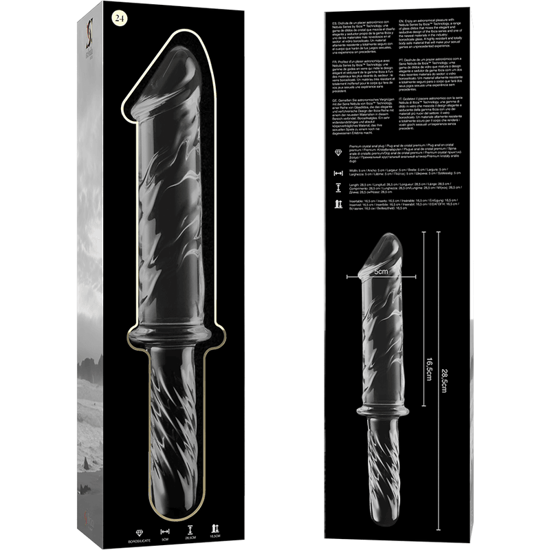 NEBULA SERIES BY IBIZA - MODELO 24 DILDO CRISTAL BOROSILICATO TRANSPARENTE 28.5 CM -O- 5 CM - Sensuana.es