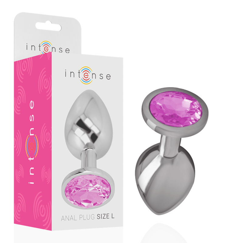 INTENSE - PLUG ANAL METAL ALUMINIO CON CRISTAL ROSA TALLA L - Sensuana.es