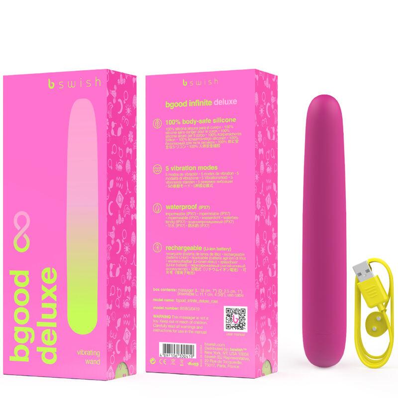 B SWISH - BGOOD INFINITE DELUXE VIBRADOR RECARGABLE SILICONA ROSA - Sensuana.es