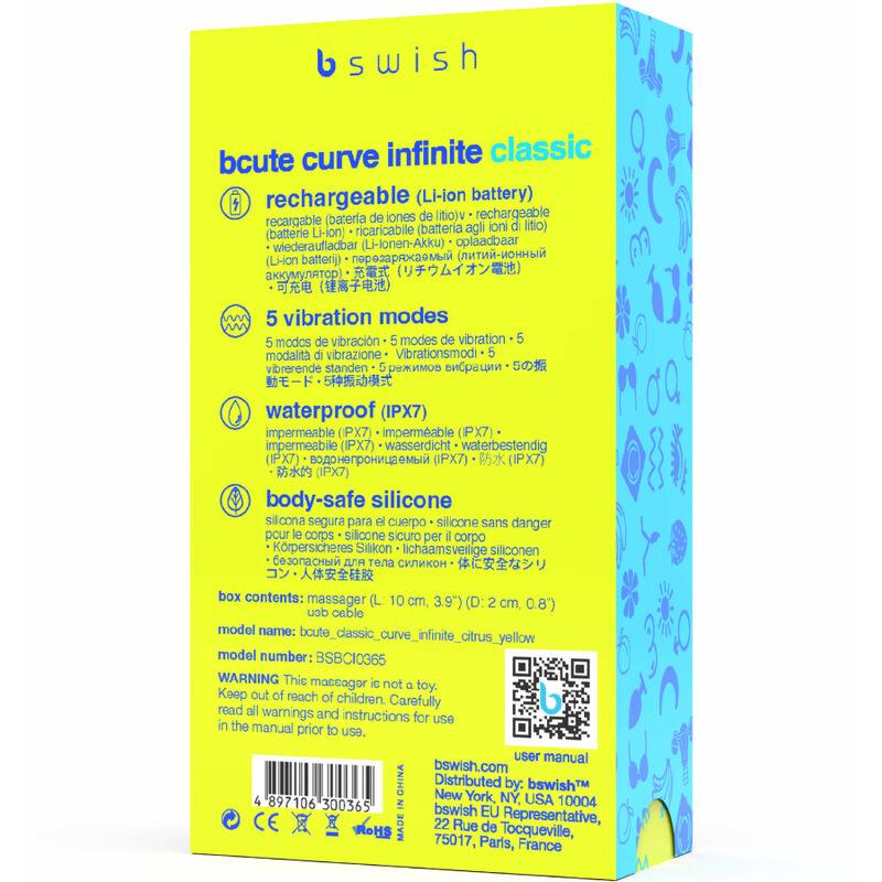 B SWISH - BCUTE CURVE INFINITE CLASSIC VIBRADOR RECARGABLE SILICONA AMARILLO - Sensuana.es