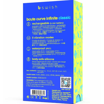 B SWISH - BCUTE CURVE INFINITE CLASSIC VIBRADOR RECARGABLE SILICONA AZUL - Sensuana.es