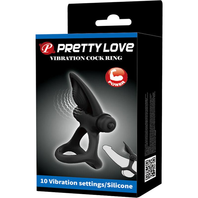 PRETTY LOVE - ANILLO VIBRADOR 10 VIBRACIONES SILICONA NEGRO - Sensuana.es