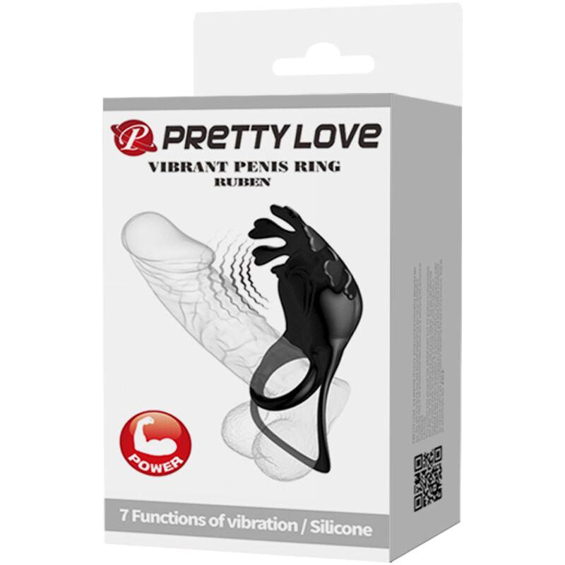 PRETTY LOVE - RUBEN ANILLO VIBRADOR 7 VIBRACIONES SILICONA NEGRO - Sensuana.es