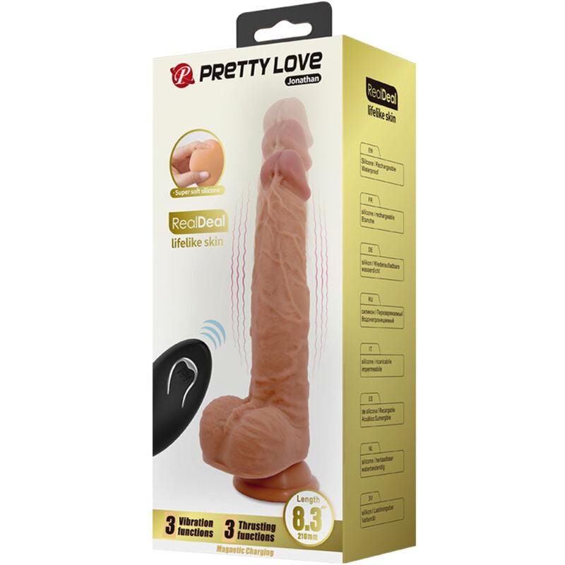 PRETTY LOVE - JONATHAN DILDO SILICONA 3 VIBRACIONES + 3 MEDIDAS INSERCIÓN CONTROL REMOTO 21 CM - Sensuana.es