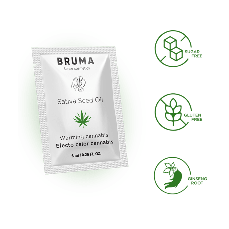 BRUMA - GEL DESLIZANTE CON ACEITE DE SEMILLA EFECTO CALOR SABOR CANNABIS 6 ML - Sensuana.es