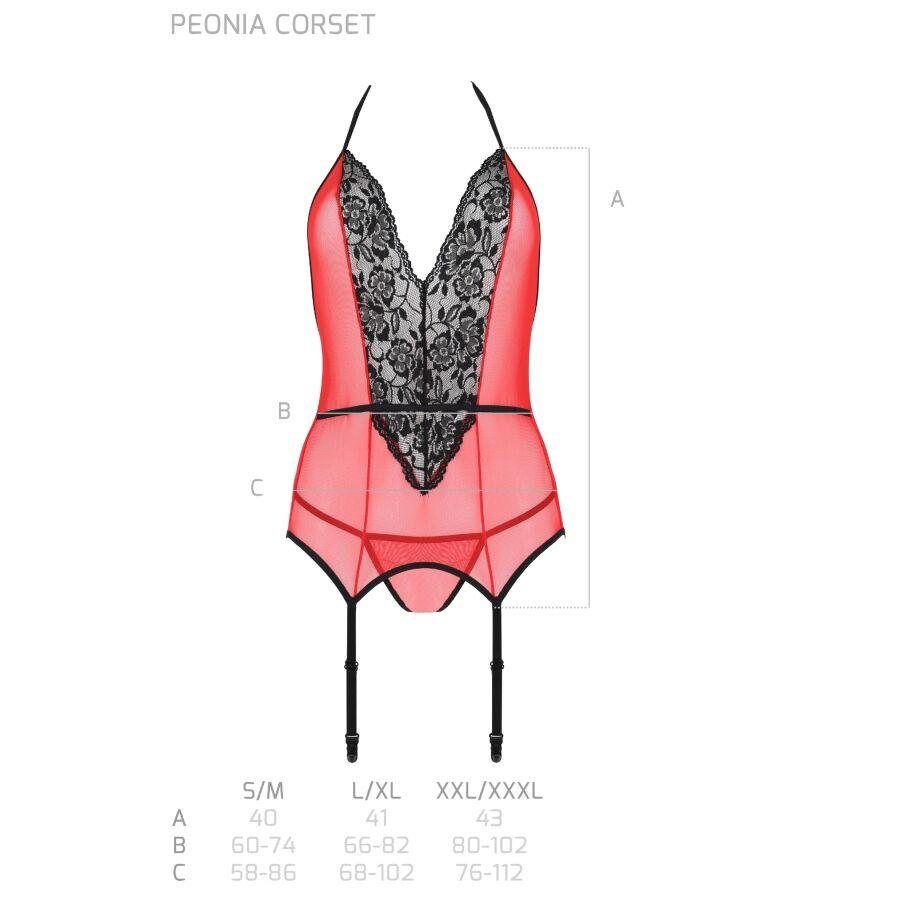 PASSION - PEONIA CORSET EROTIC LINE ROJO S/M - Sensuana.es