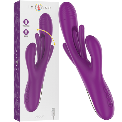 INTENSE - APOLO VIBRADOR MULTIFUNCIÓN RECARGABLE 7 VIBRACIONES CON LENGUA OSCILANTE MORADO - Sensuana.es