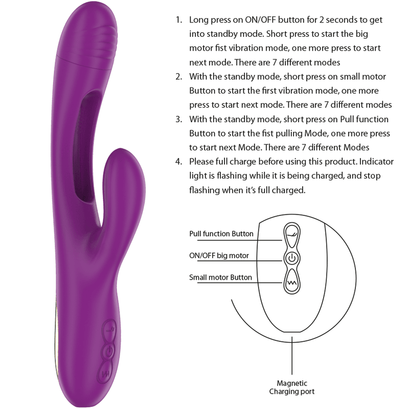 INTENSE - APOLO VIBRADOR MULTIFUNCIÓN RECARGABLE 7 VIBRACIONES CON LENGUA OSCILANTE MORADO - Sensuana.es