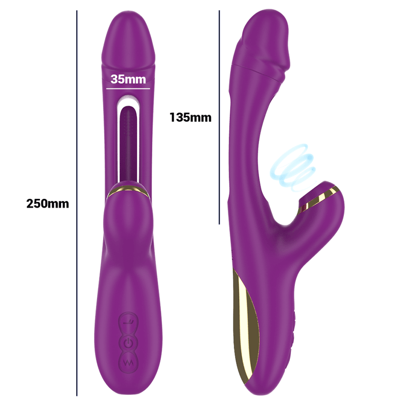 INTENSE - ATENEO VIBRADOR MULTIFUNCIÓN RECARGABLE 7 VIBRACIONES CON LENGUA OSCILANTE Y SUCCIONADOR MORADO - Sensuana.es