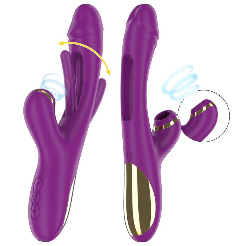 INTENSE - ATENEO VIBRADOR MULTIFUNCIÓN RECARGABLE 7 VIBRACIONES CON LENGUA OSCILANTE Y SUCCIONADOR MORADO - Sensuana.es