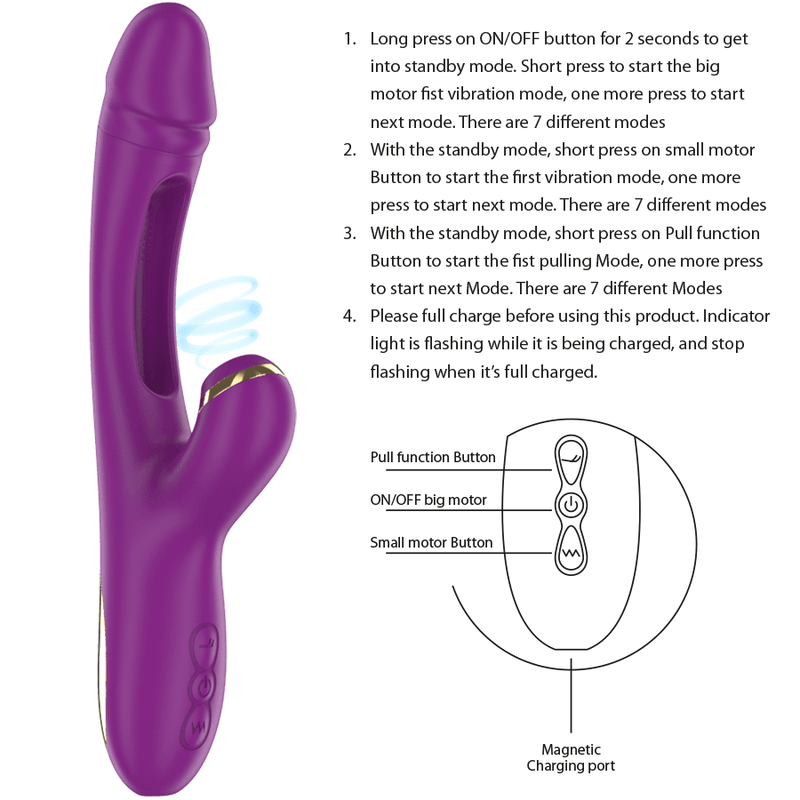 INTENSE - ATENEO VIBRADOR MULTIFUNCIÓN RECARGABLE 7 VIBRACIONES CON LENGUA OSCILANTE Y SUCCIONADOR MORADO - Sensuana.es