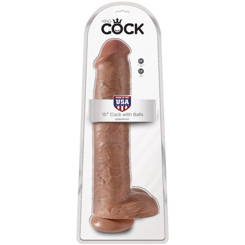 KING COCK - PENE REALISTICO CON TESTICULOS 34.2 CM CARAMELO - Sensuana.es