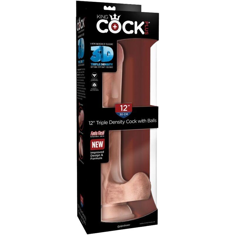 KING COCK - PENE REALISTICO 3D CON TESTICULOS 24.8 CM NATURAL - Sensuana.es