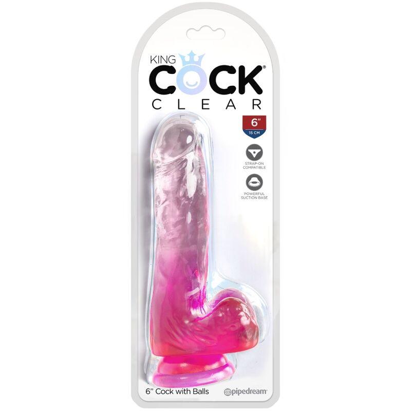 KING COCK - CLEAR PENE REALISTICO CON TESTICULOS 13.5 CM ROSA - Sensuana.es