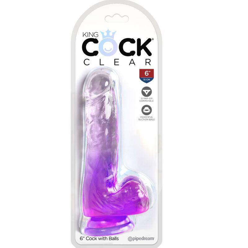 KING COCK - CLEAR PENE REALISTICO CON TESTICULOS 13.5 CM MORADO - Sensuana.es