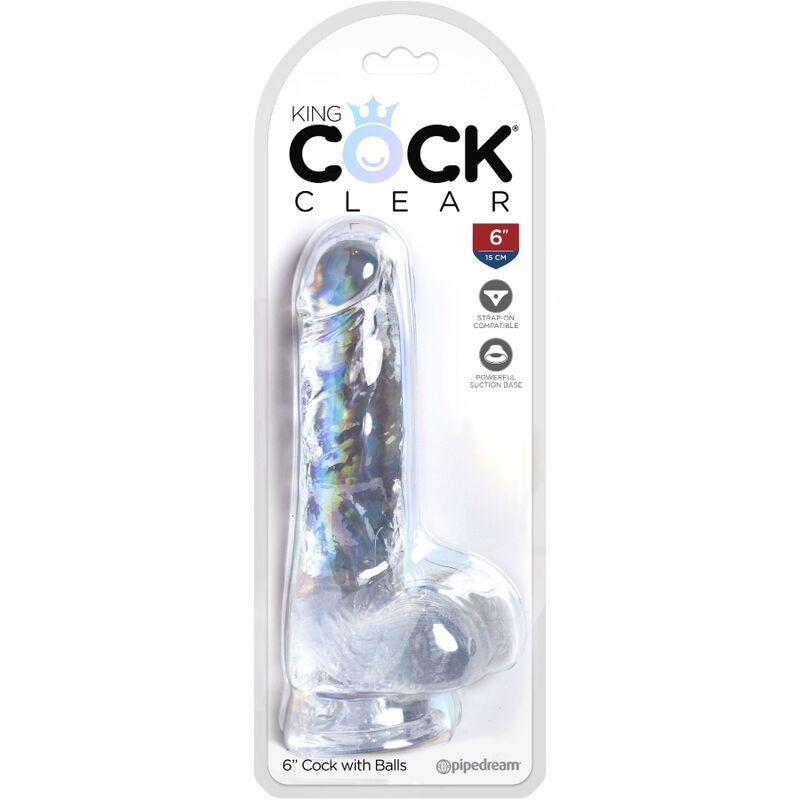 KING COCK - CLEAR PENE REALISTICO CON TESTICULOS 13.5 CM TRANSPARENTE - Sensuana.es