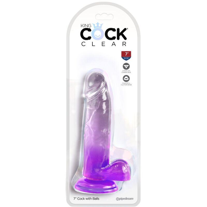 KING COCK - CLEAR PENE REALISTICO CON TESTICULOS 15.2 CM MORADO - Sensuana.es