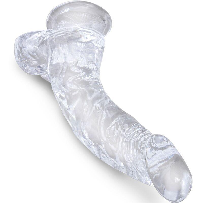 KING COCK - CLEAR PENE REALISTICO CURVADO CON TESTICULOS 16.5 CM TRANSPARENTE - Sensuana.es