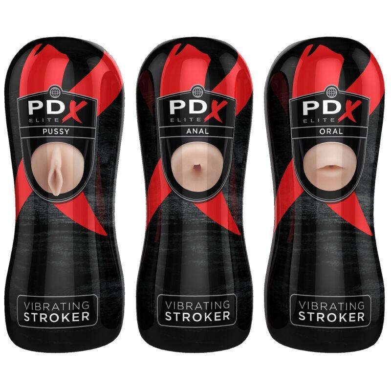 PDX ELITE - SET MASTURBADOR STROKER 12 UNIDADES: 6X VAGINA, 3X ANO, 3X BOCA - Sensuana.es