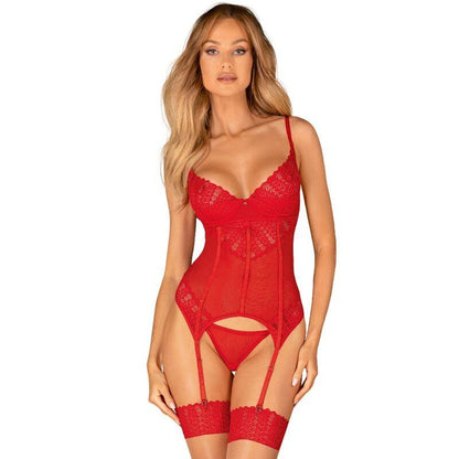 OBSESSIVE - INGRIDIA CORSET & TANGA ROJO XS/S - Sensuana.es