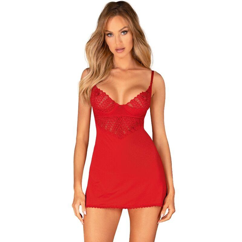 OBSESSIVE - INGRIDIA CHEMISE & TANGA ROJO XS/S - Sensuana.es