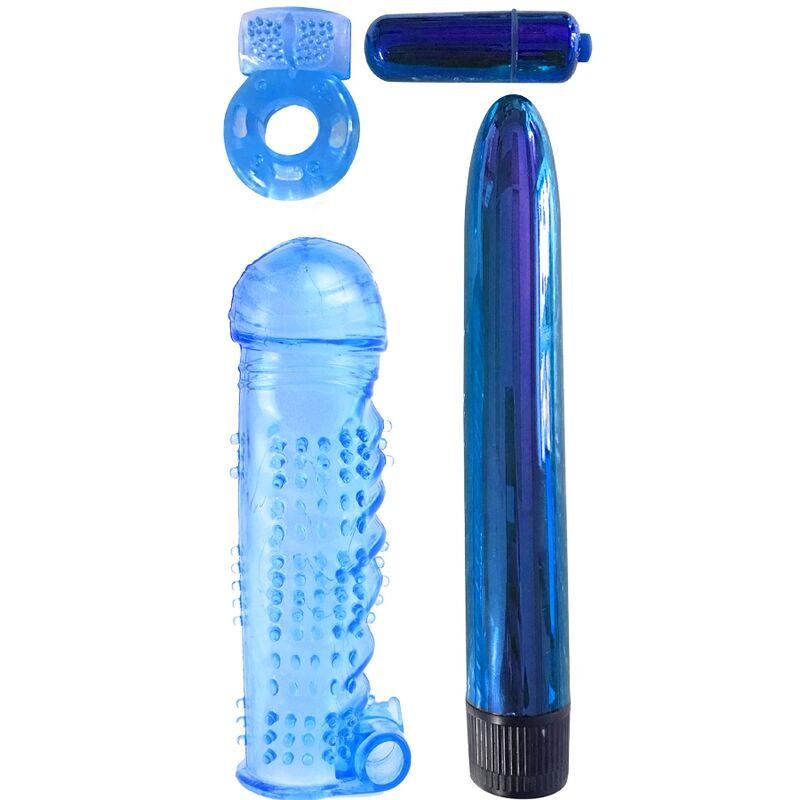 CLASSIX - KIT PARA PAREJAS CON ANILLO, FUNDA Y BALAS AZUL - Sensuana.es