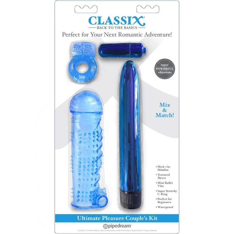 CLASSIX - KIT PARA PAREJAS CON ANILLO, FUNDA Y BALAS AZUL - Sensuana.es