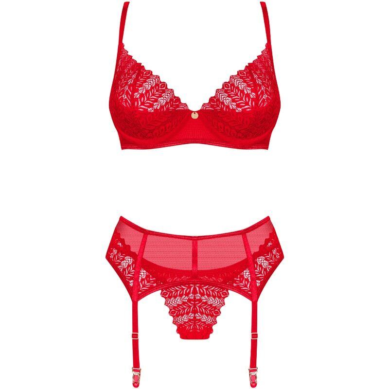 OBSESSIVE - INGRIDIA SET TRES PIEZAS ROJO XS/S - Sensuana.es