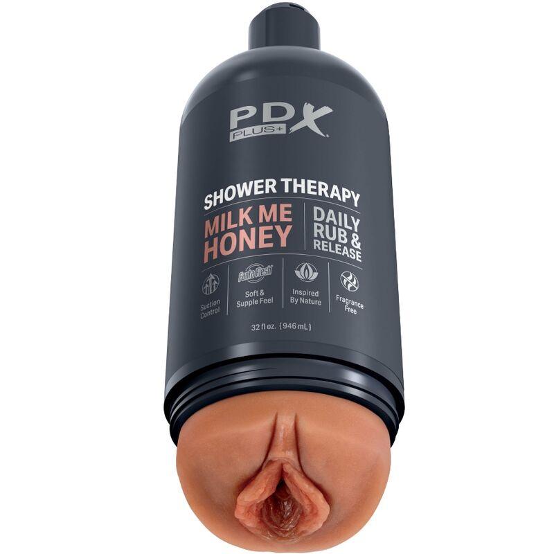 PDX PLUS - MASTURBADOR STROKER DISEÑO DISCRETO DE BOTE CHAMPU MILK ME HONEY CARAMELO - Sensuana.es