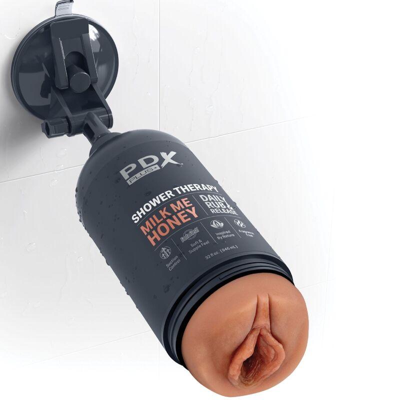 PDX PLUS - MASTURBADOR STROKER DISEÑO DISCRETO DE BOTE CHAMPU MILK ME HONEY CARAMELO - Sensuana.es