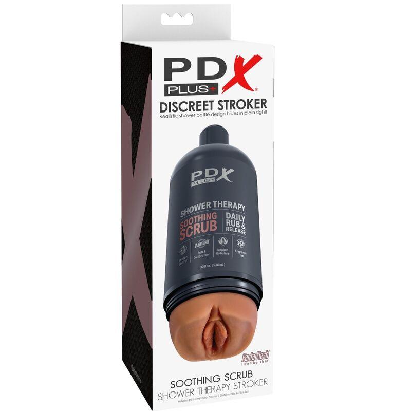 PDX PLUS - MASTURBADOR STROKER DISEÑO DISCRETO DE BOTE CHAMPU SOOTHING SCRUB CARAMELO - Sensuana.es