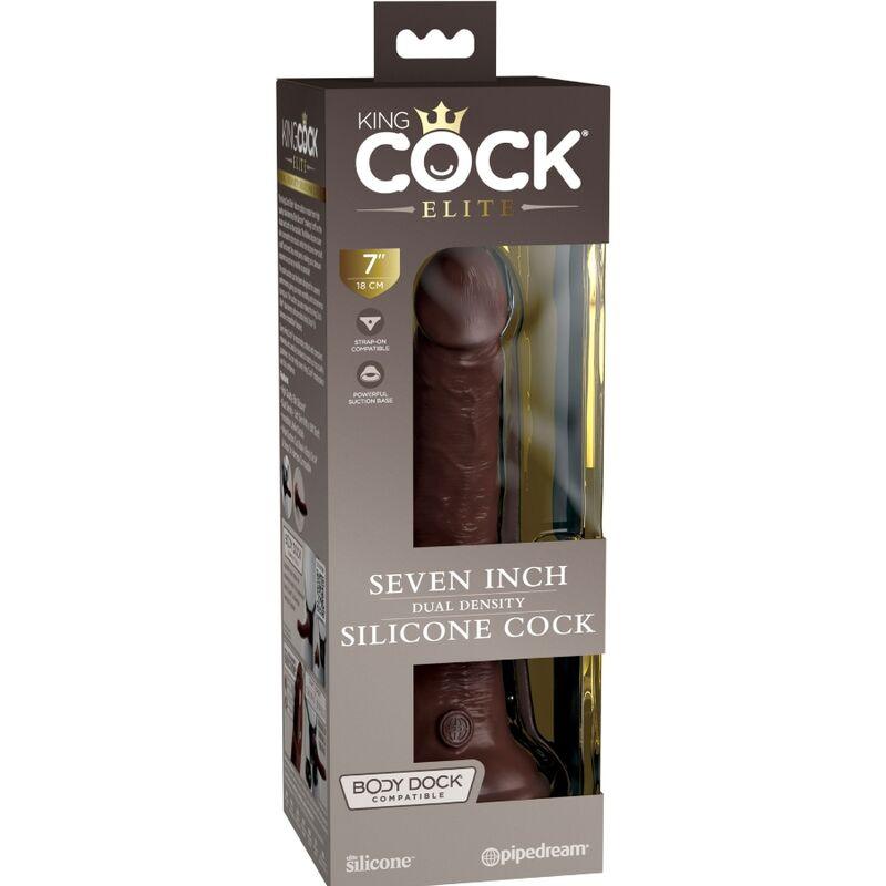 KING COCK - ELITE DILDO REALISTICO SILICONA 17.8 CM MARRON - Sensuana.es