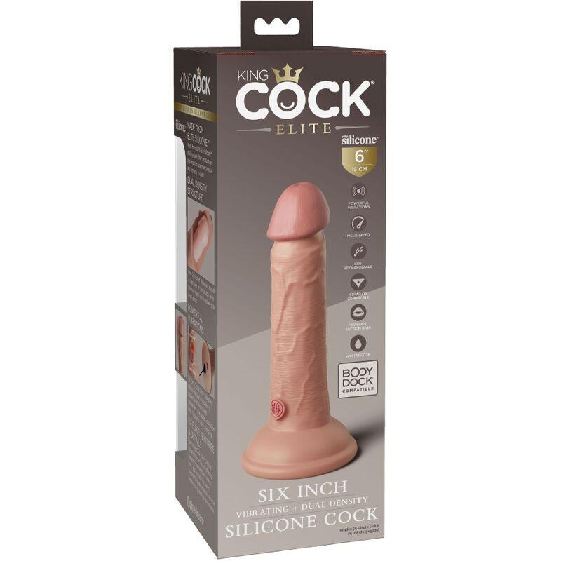 KING COCK - ELITE DILDO REALISTICO VIBRADOR & SILICONA 15.2 CM - Sensuana.es