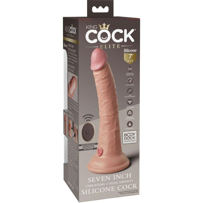 KING COCK - ELITE DILDO REALISTICO VIBRADOR & SILICONA CONTROL REMOTO 17.8 CM - Sensuana.es