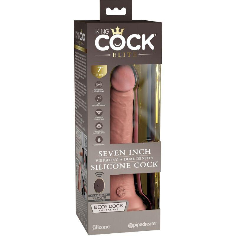 KING COCK - ELITE DILDO REALISTICO VIBRADOR & SILICONA CONTROL REMOTO 17.8 CM - Sensuana.es