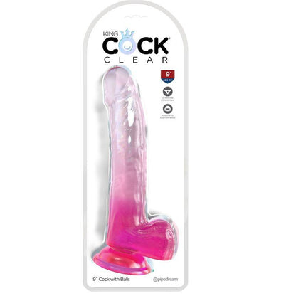 KING COCK - CLEAR DILDO CON TESTICULOS 20.3 CM ROSA - Sensuana.es