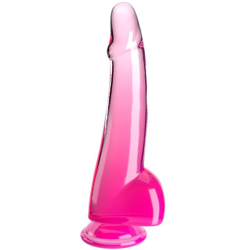 KING COCK - CLEAR DILDO CON TESTICULOS 19 CM ROSA - Sensuana.es