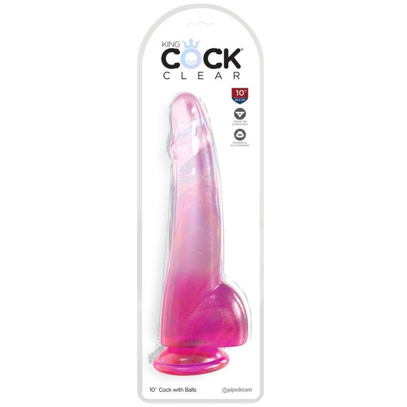 KING COCK - CLEAR DILDO CON TESTICULOS 19 CM ROSA - Sensuana.es