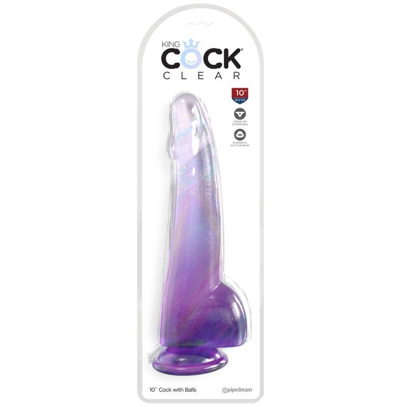 KING COCK - CLEAR DILDO CON TESTICULOS 19 CM MORADO - Sensuana.es