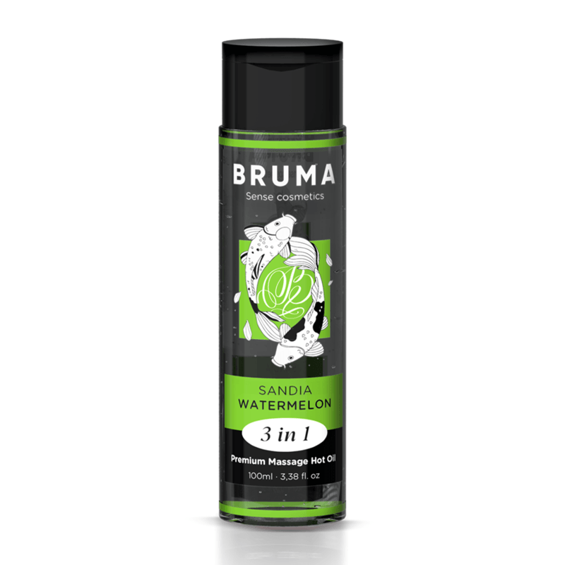 BRUMA - ACEITE DE MASAJE PREMIUM EFECTO CALOR SABOR SANDÍA 3 EN 1 - 100 ML - Sensuana.es