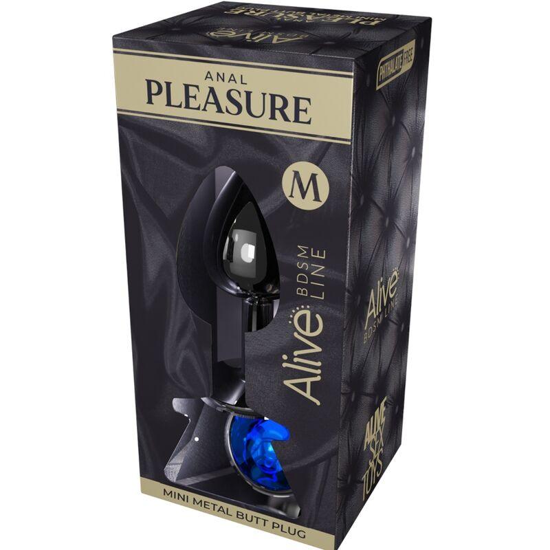 ALIVE - ANAL PLEASURE MINI PLUG METAL AZUL TALLA M - Sensuana.es