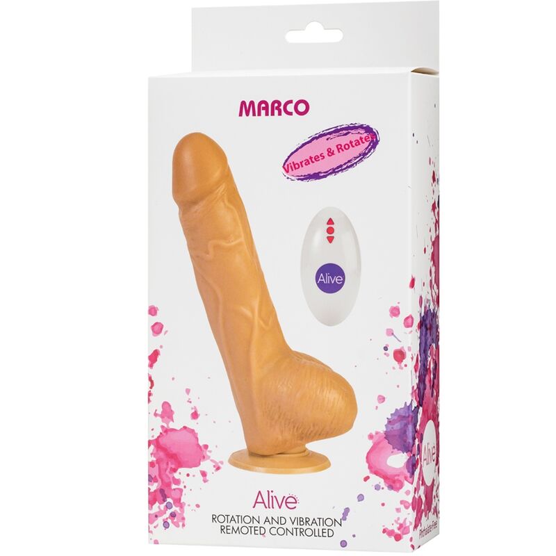 ALIVE - MARCO PENE REALISTICO VIBRADOR & ROTADOR CONTROL REMOTO 19 CM - Sensuana.es