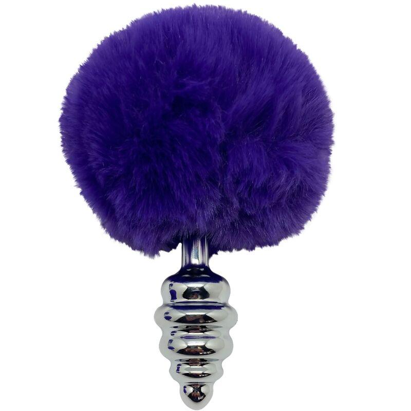 ALIVE - ANAL PLEASURE PLUG ESPIRAL METAL POMPON VIOLETA OSCURO TALLA L - Sensuana.es