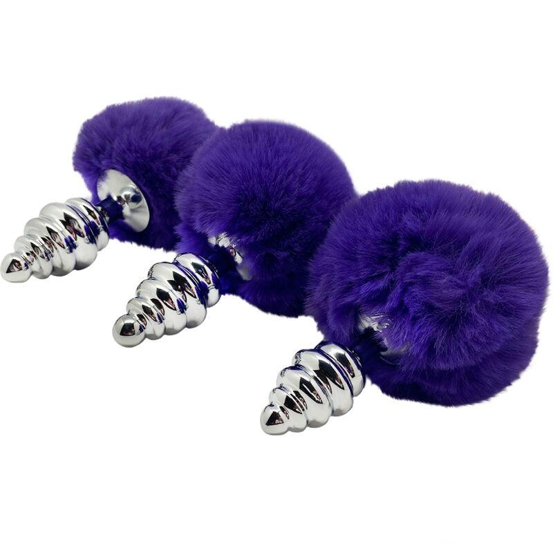 ALIVE - ANAL PLEASURE PLUG ESPIRAL METAL POMPON VIOLETA OSCURO TALLA L - Sensuana.es