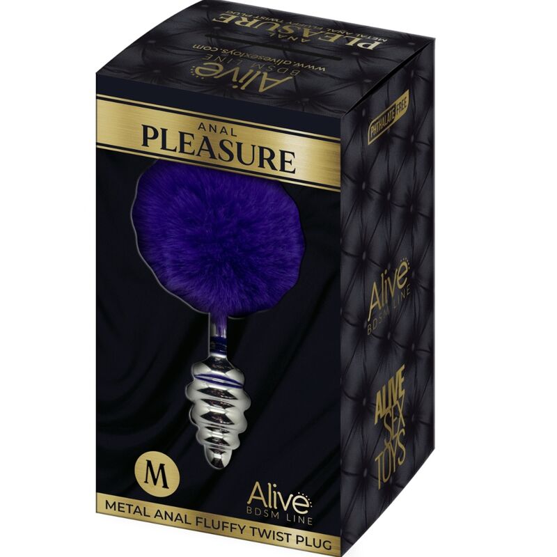 ALIVE - ANAL PLEASURE PLUG ESPIRAL METAL POMPON VIOLETA OSCURO TALLA M - Sensuana.es