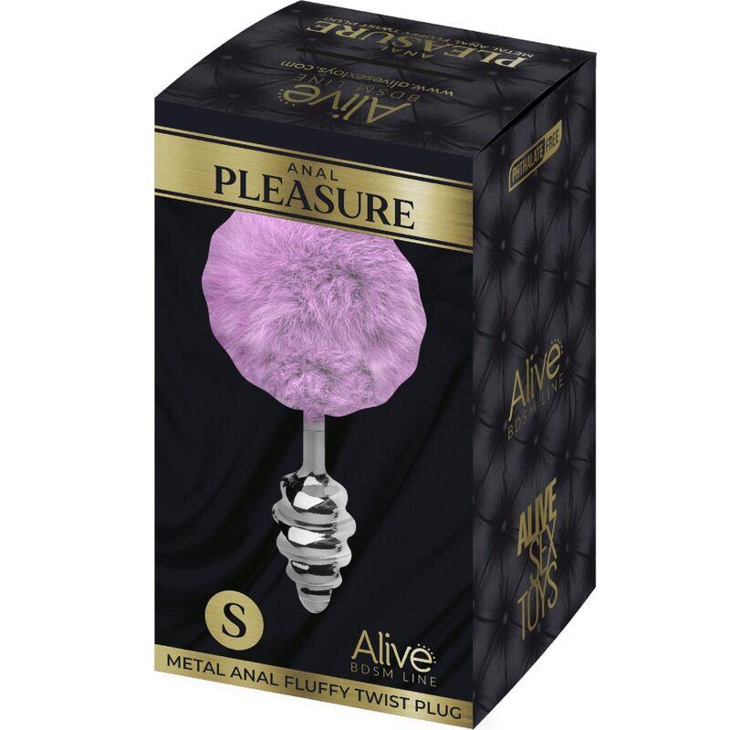 ALIVE - ANAL PLEASURE PLUG ESPIRAL METAL POMPON VIOLETA TALLA S - Sensuana.es