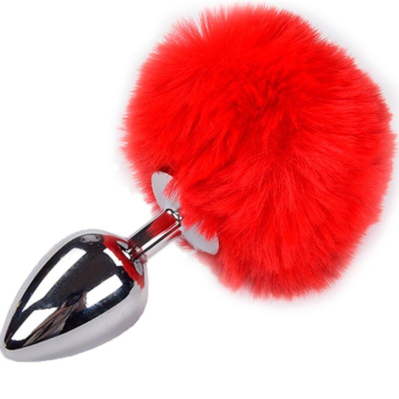 ALIVE - ANAL PLEASURE PLUG LISO METAL POMPON ROJO TALLA L - Sensuana.es