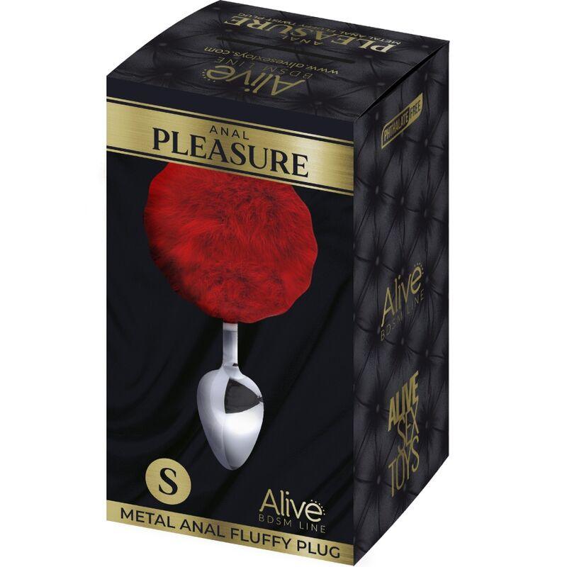 ALIVE - ANAL PLEASURE PLUG LISO METAL POMPON ROJO TALLA S - Sensuana.es